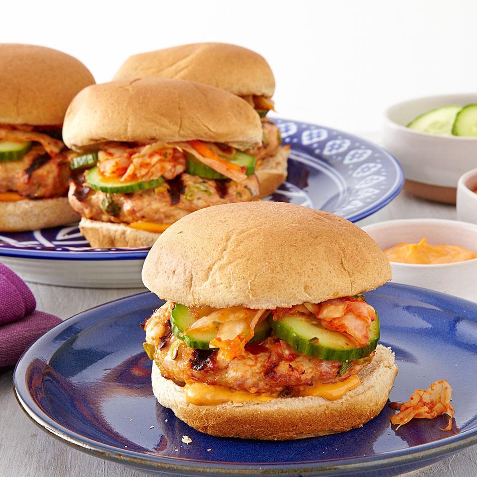 Korean Turkey Burgers with Kimchi Recipe - EatingWell