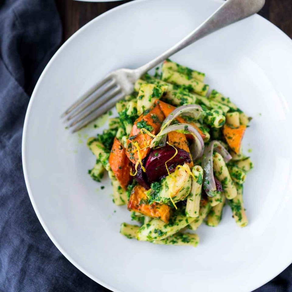 Chickpea Pasta with LemonyParsley Pesto Recipe EatingWell