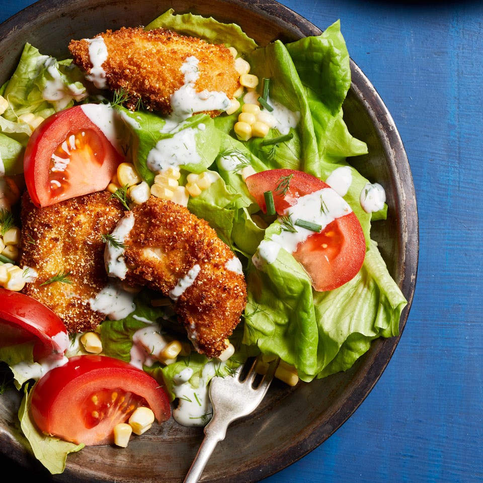 Fried Chicken Salad with Buttermilk Dressing Recipe - EatingWell