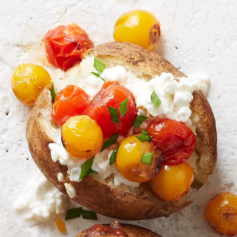 Cottage Cheese And Roasted Tomato Topped Potato Recipe Eatingwell