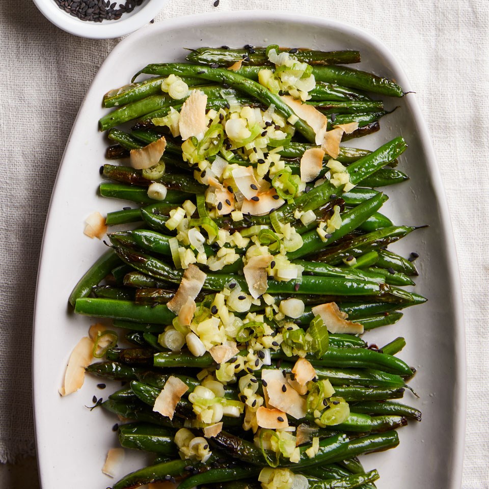 Blistered Green Beans with Coconut, Sesame & Scallion Oil Recipe