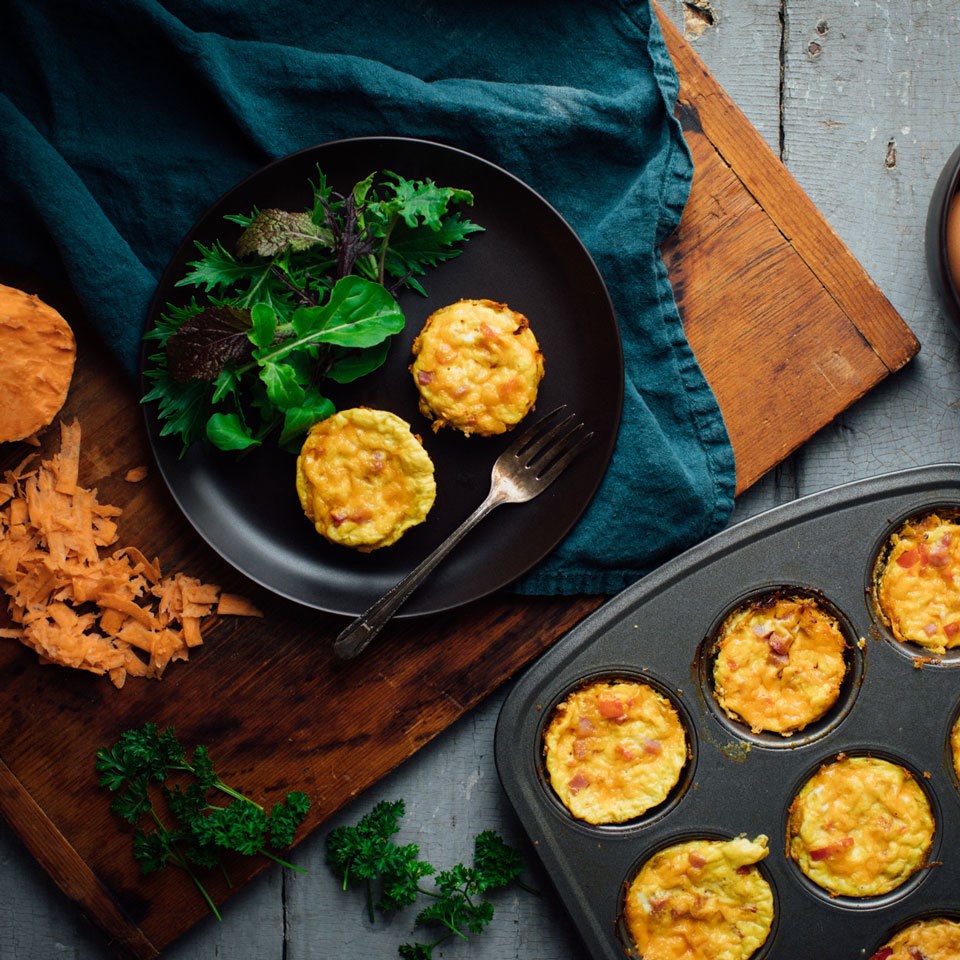 Mini Quiches with Sweet Potato Crust 