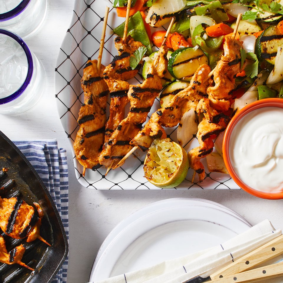 Chipotle Chicken Satay with Grilled Vegetables