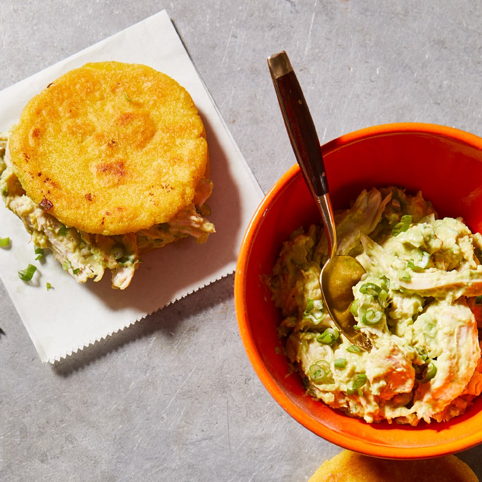 Venezuelan Chicken Sandwiches With Avocado Reina Pepiada Arepas