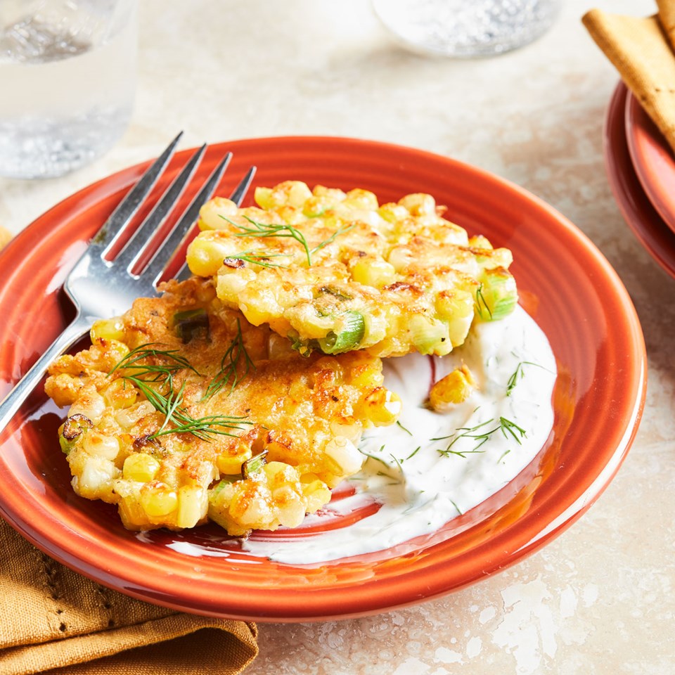 Eatingwell On Flipboard Corn Fritters With Yogurt Dill Sauce Recipe