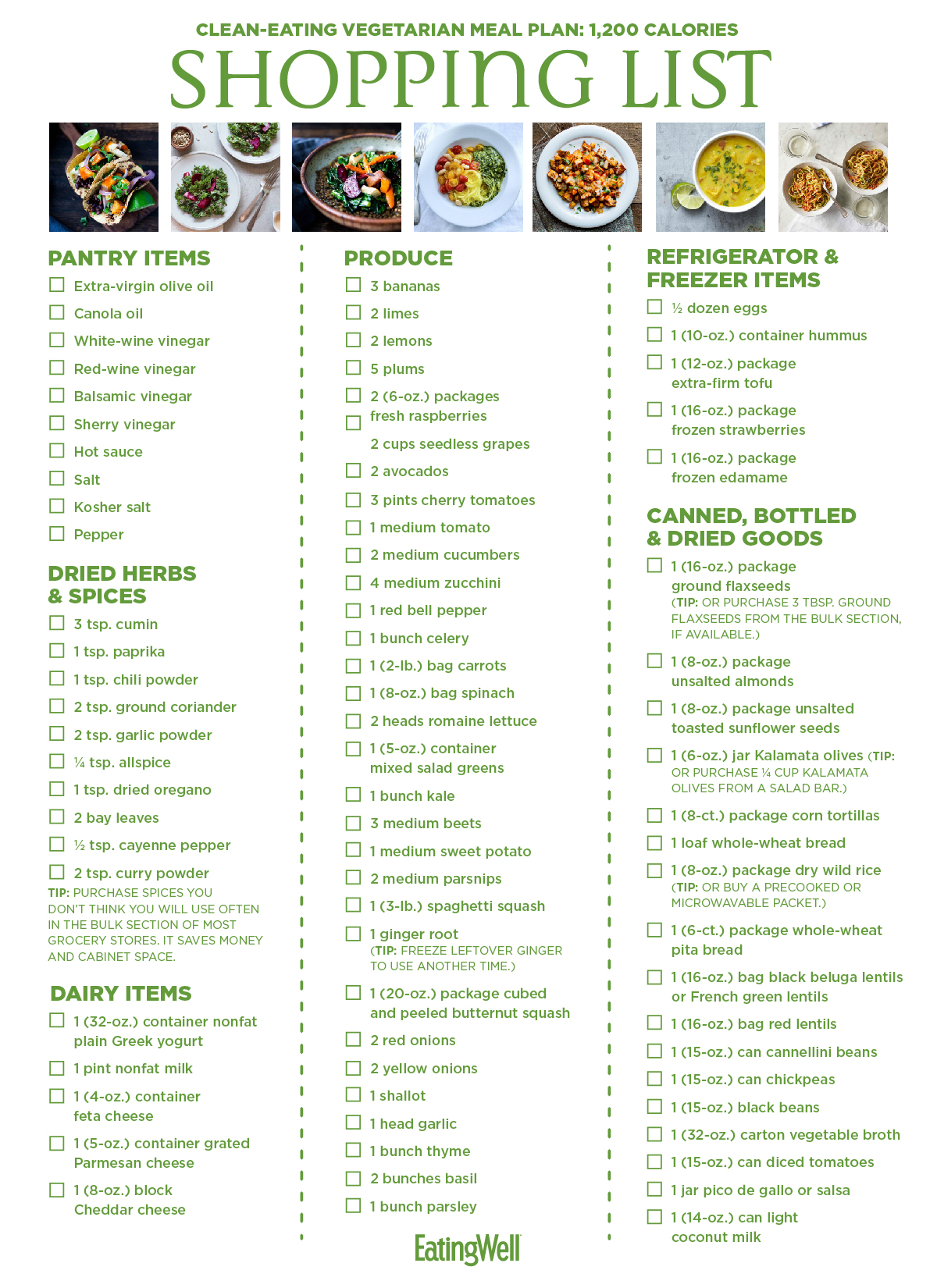 1200 Calorie Food List Printable