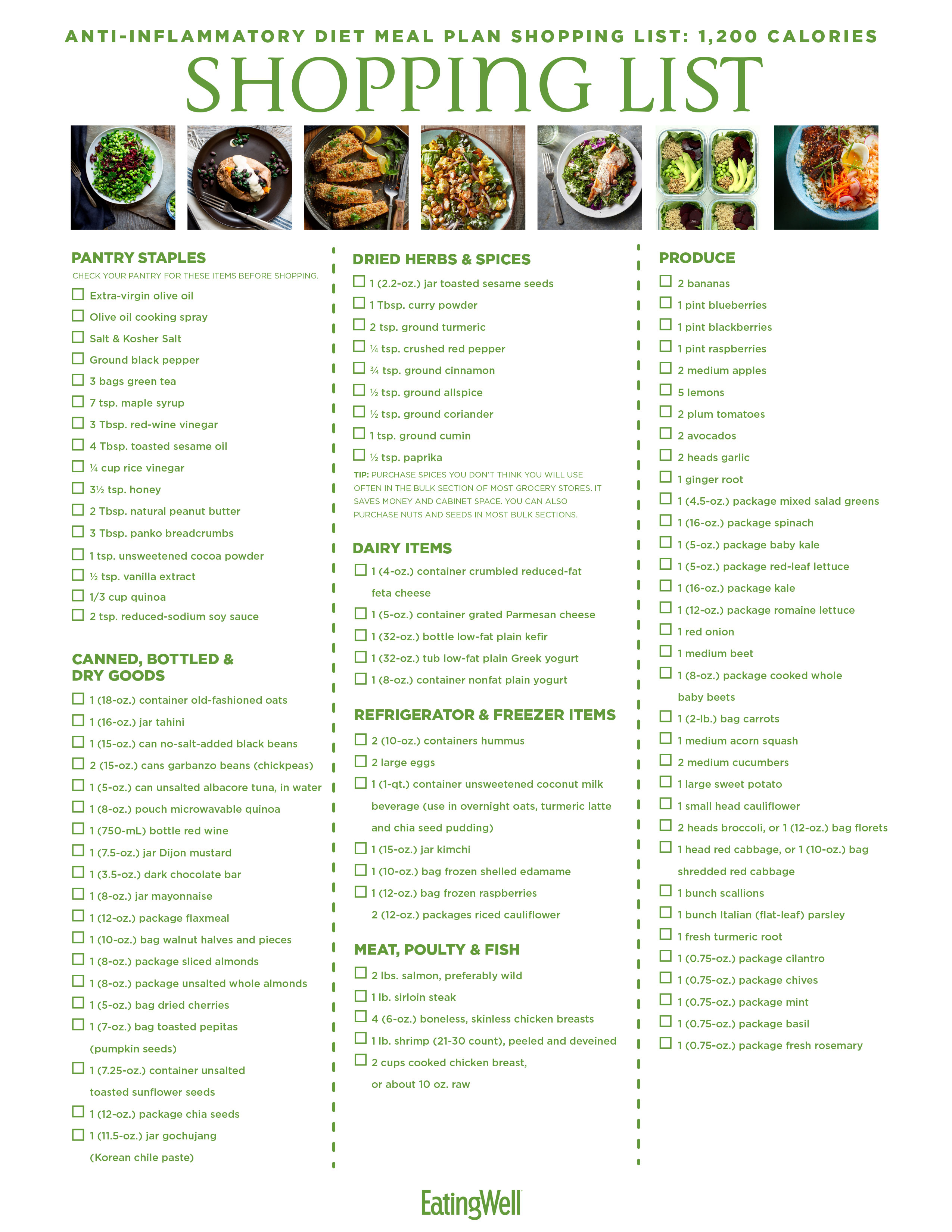 Anti-Inflammatory Diet Meal Plan: 1,200 Calories | EatingWell