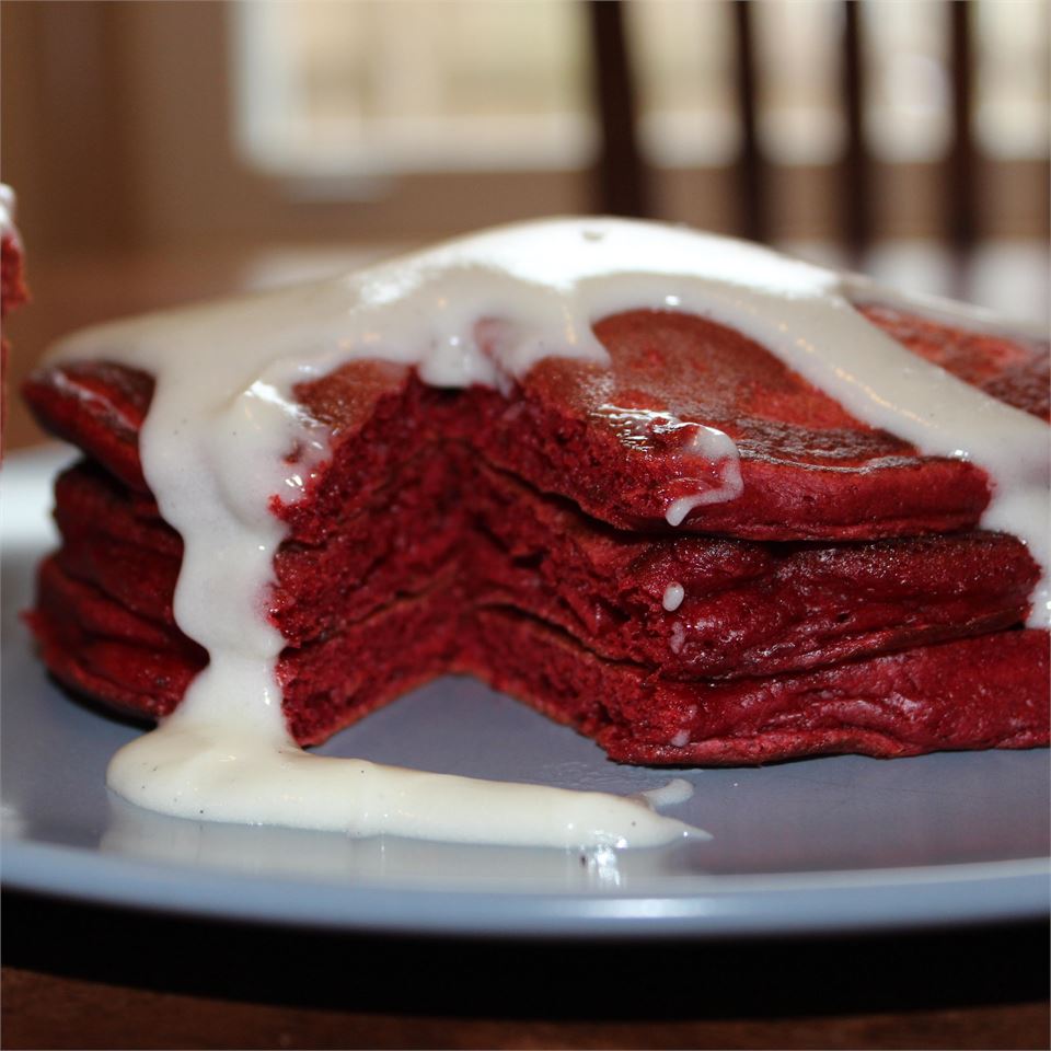 Red Velvet Pancakes with Cream Cheese Glaze_image