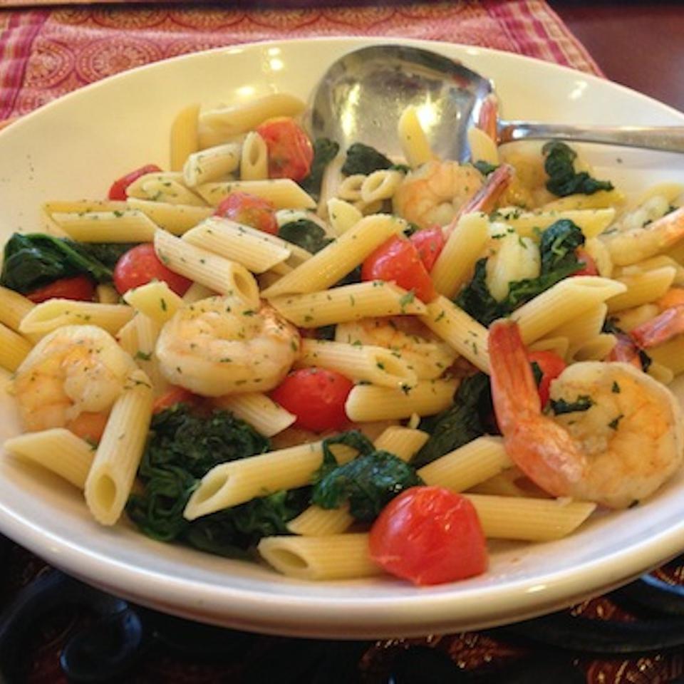 Sauteed Shrimp with Spinach, Tomatoes, and Spaghetti Squash image