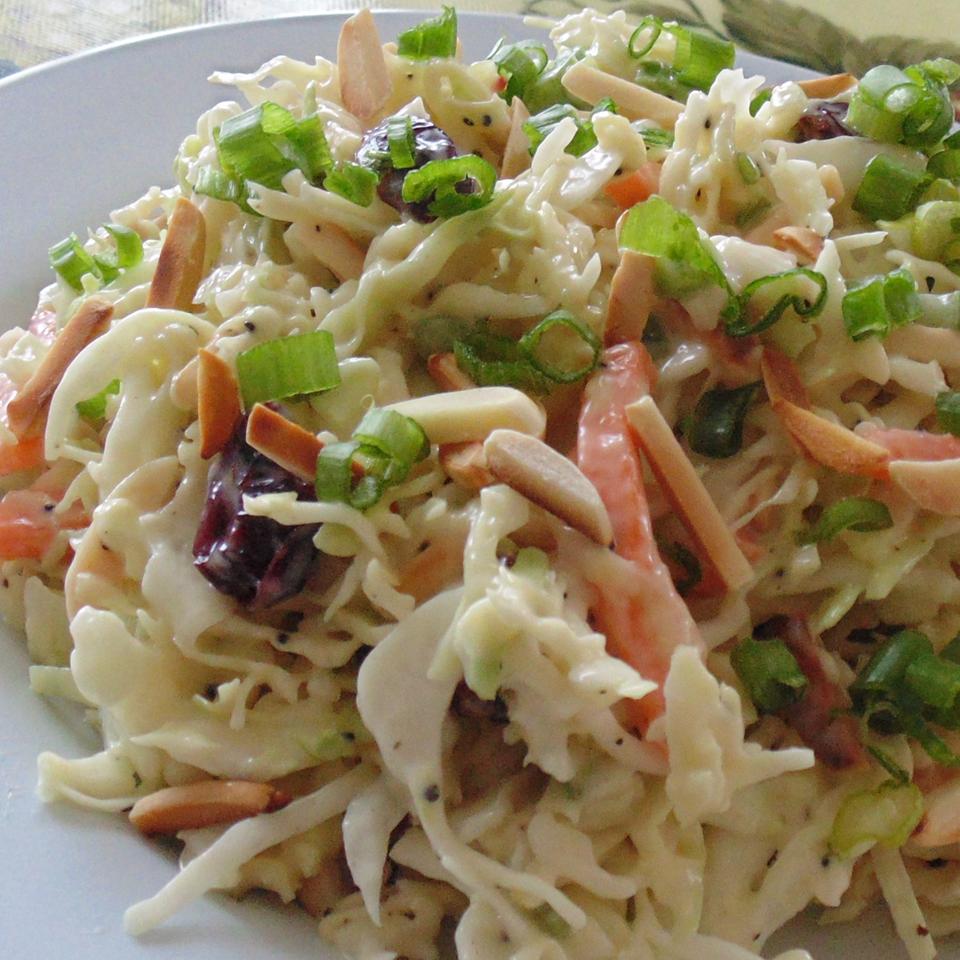 Honey Dijon Mustard and Poppy Seed Coleslaw with Cranberries and Toasted Almonds_image