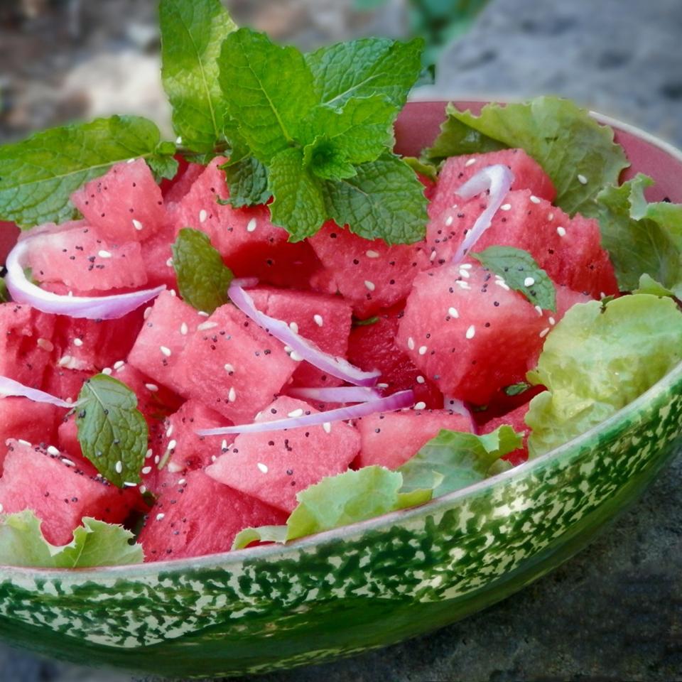 Spinach Watermelon-Mint Salad. 