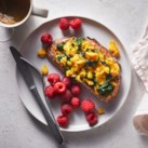 Spinach & Egg Scramble with Raspberries