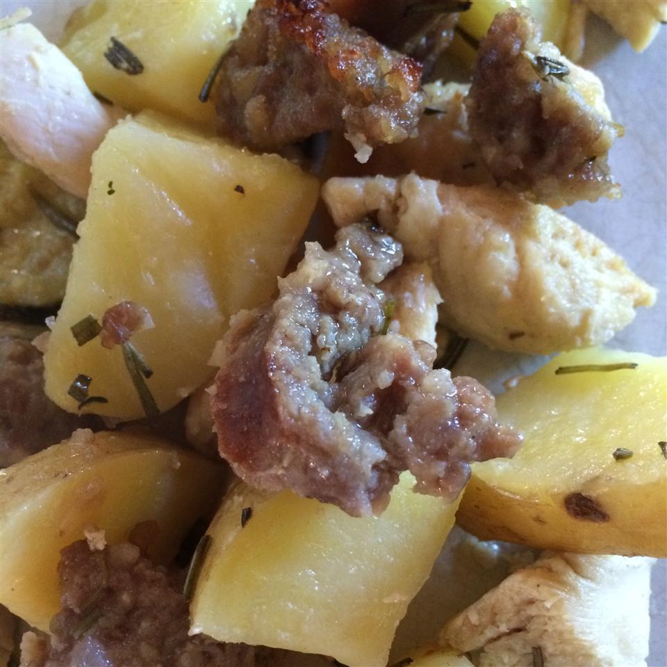Crispy OvenRoasted Rosemary Chicken with Sausage and Potatoes Recipe