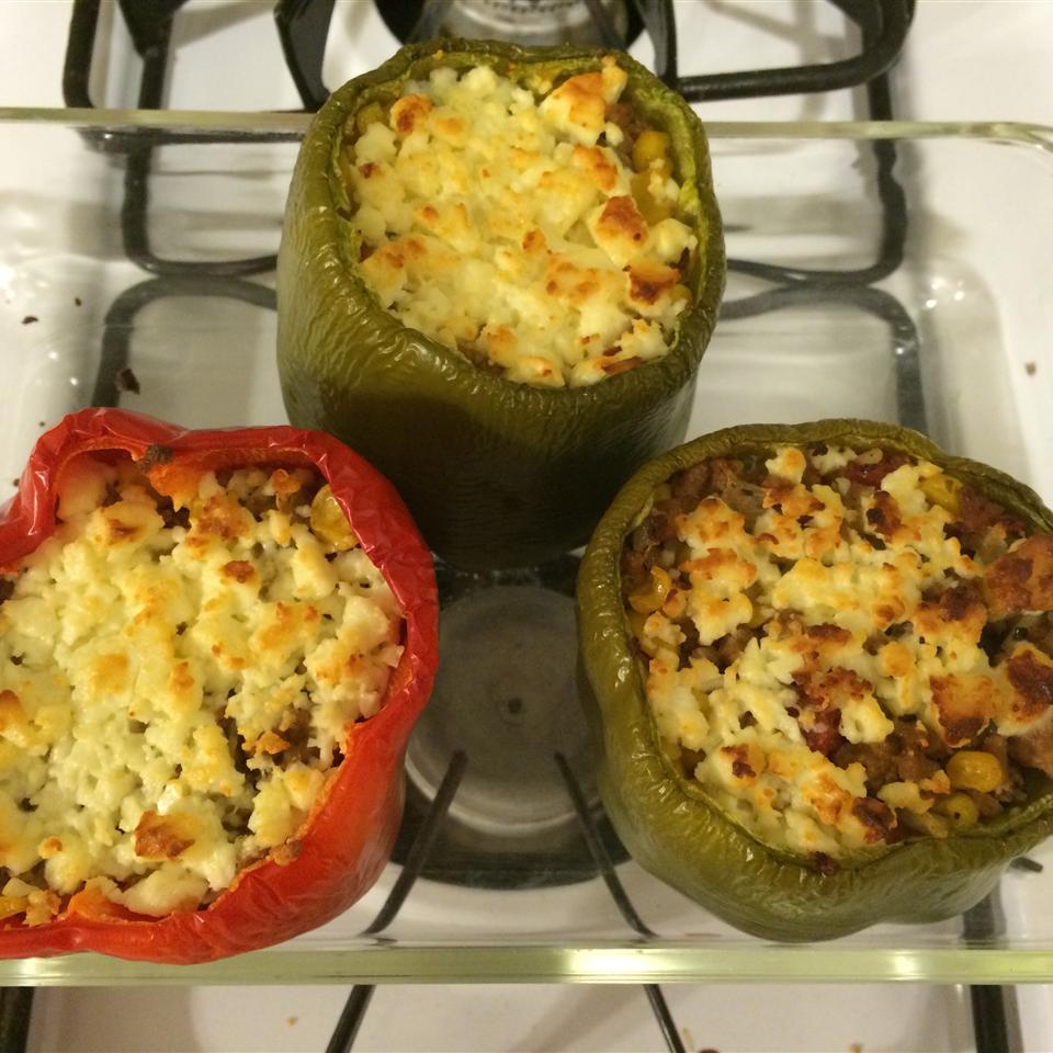 Feta and Turkey Stuffed Green Peppers Recipe Allrecipes