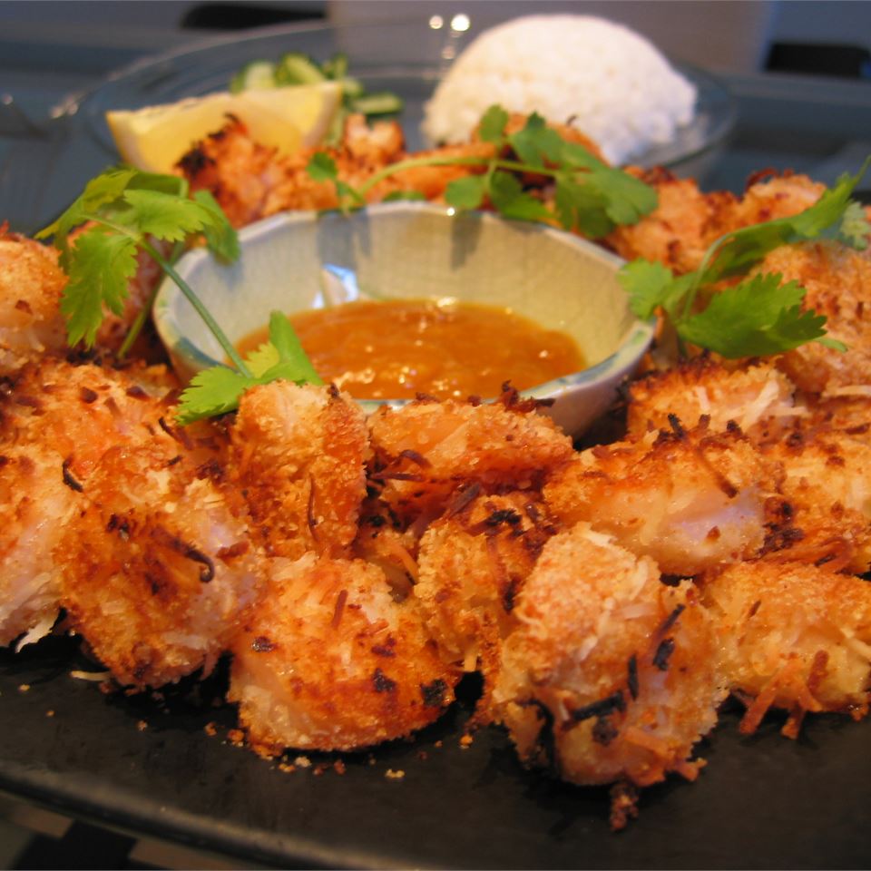 Twice-Cooked Coconut Shrimp. 