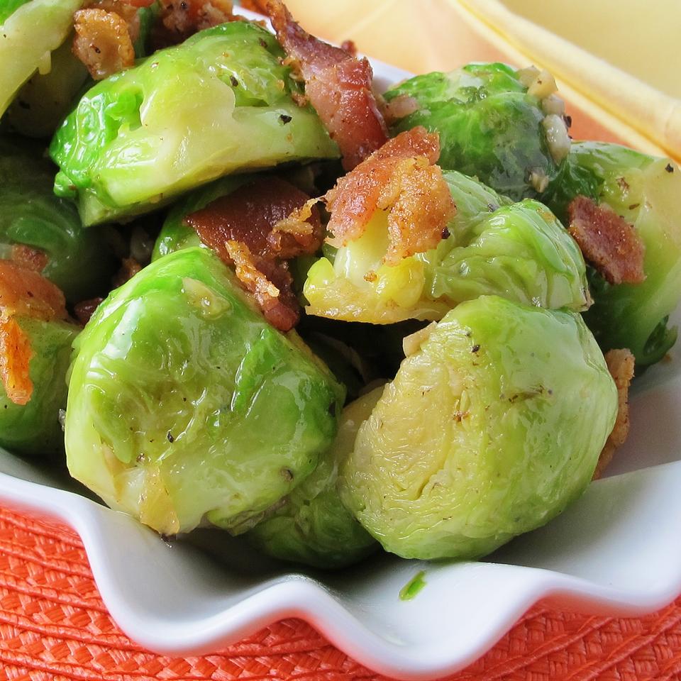 Sauteed Brussels Sprouts with Bacon and Onions image