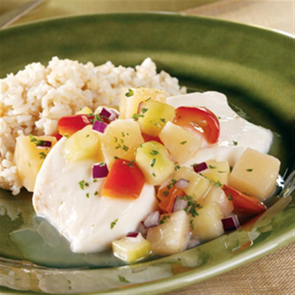 Poached Halibut with Chunky Pineapple Salsa_image