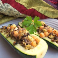 Zucchini with Chickpea and Mushroom Stuffing