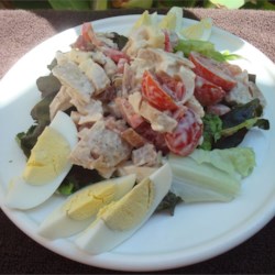 Warm Chicken Bacon And Egg Salad With Mayonnaise Dressing Recipe Allrecipes Com