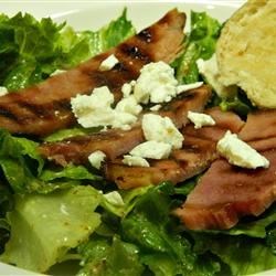 Ham Steak Over Mixed Greens