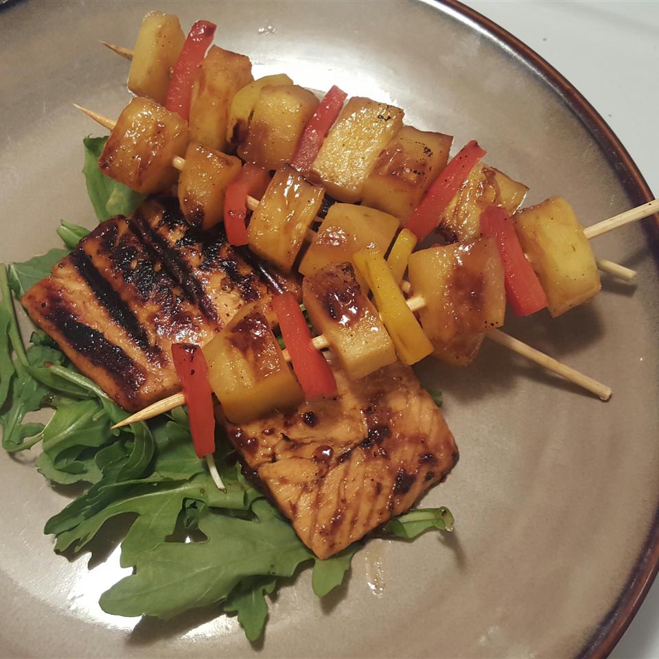 BBQ Salmon and Fruit Skewers Recipe Allrecipes
