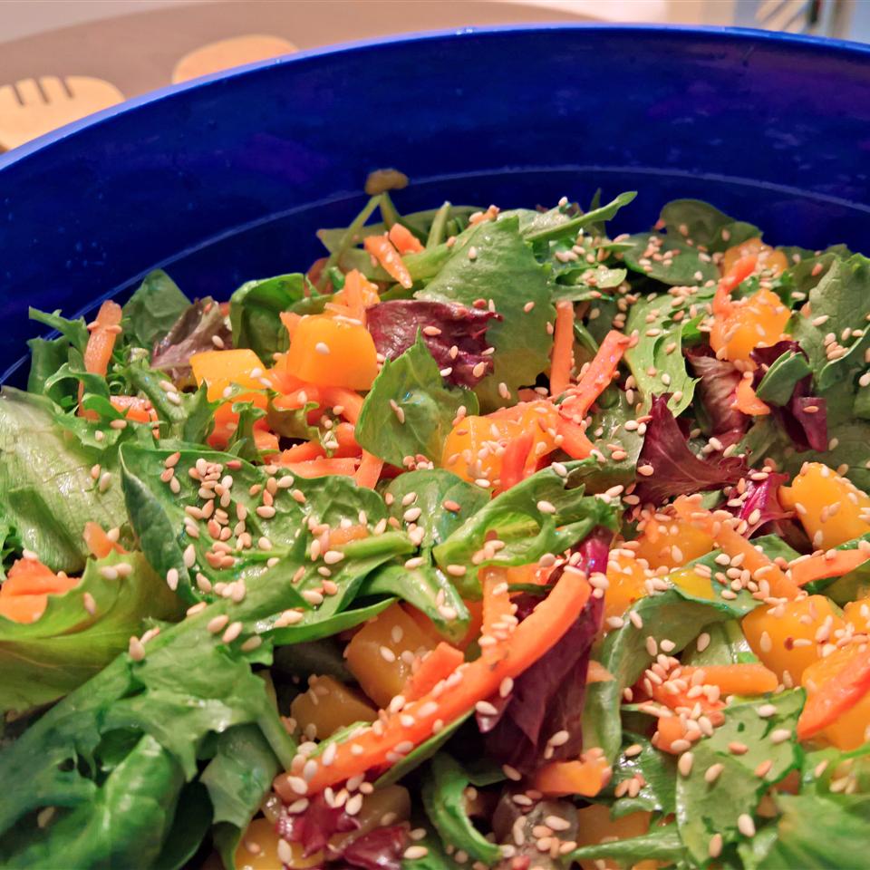 Mesclun and Mango Salad with Ginger Carrot Dressing | Allrecipes