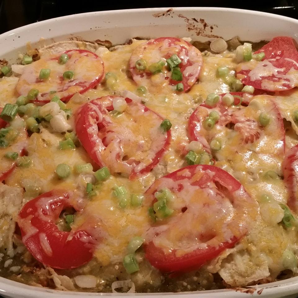 Quick and Easy Green Chile Chicken Enchilada Casserole Recipe
