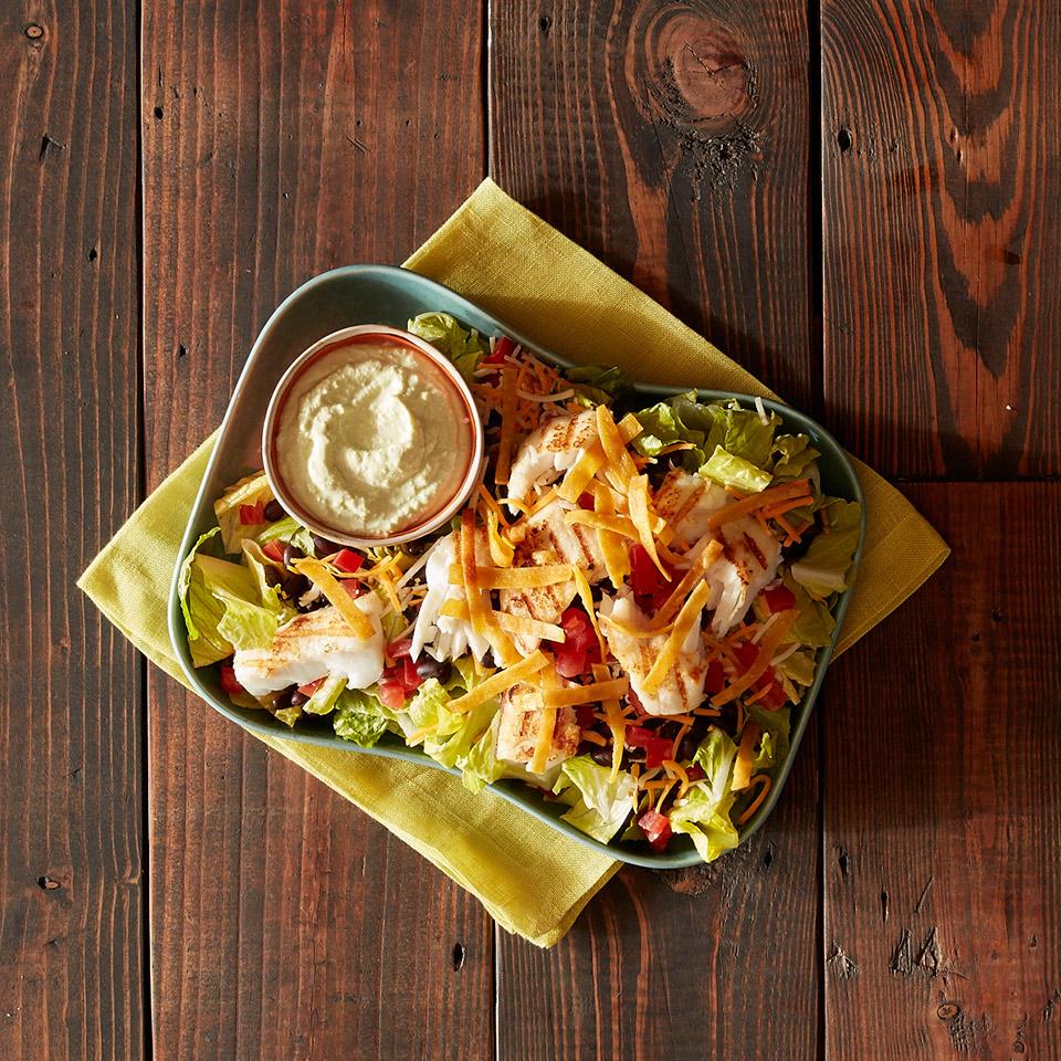 Grilled Fish Taco Salad with Avocado Dressing_image