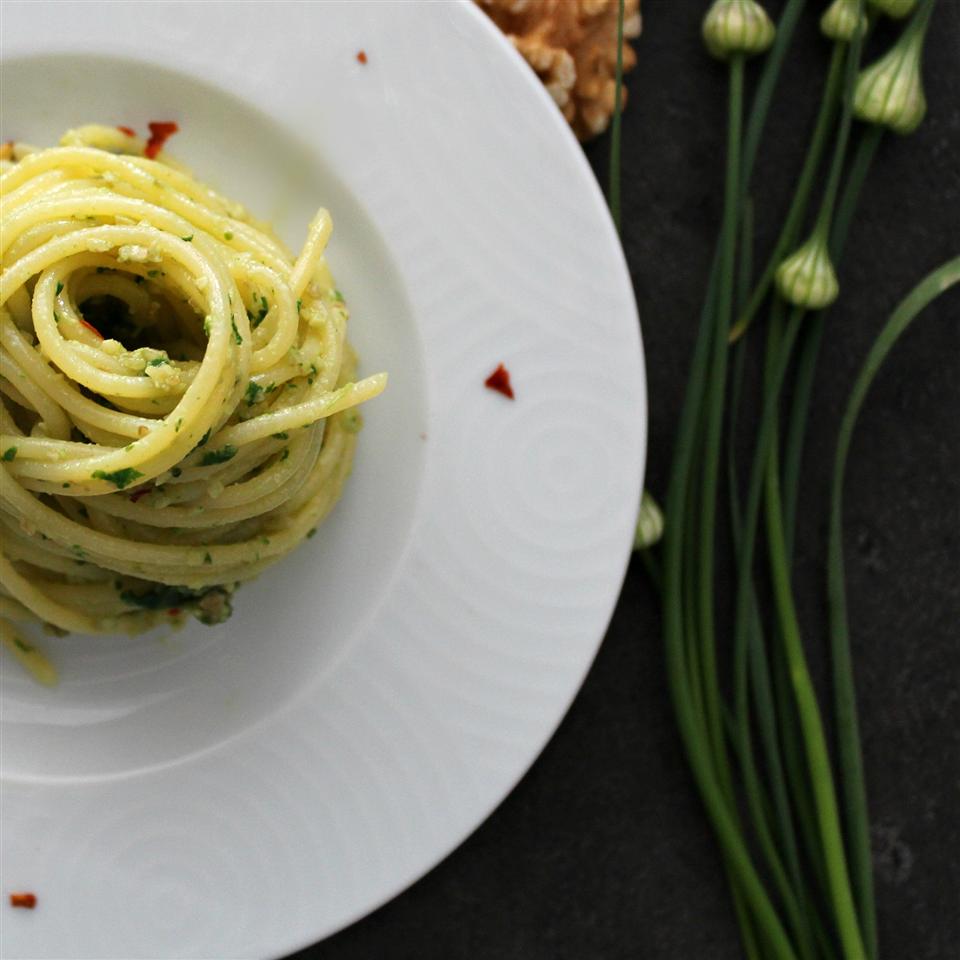 Spinach and Garlic Scape Pesto image