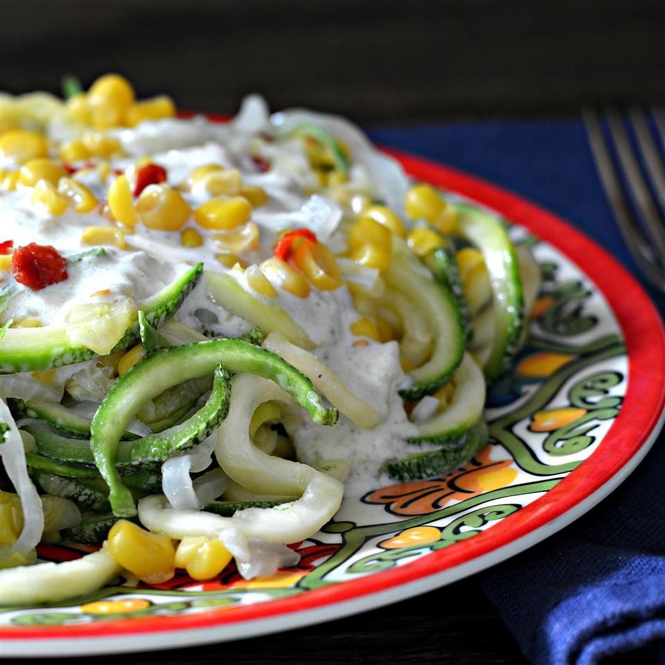 Mexican Squoodles with Creamy Fire-Roasted Green Chile Sauce image