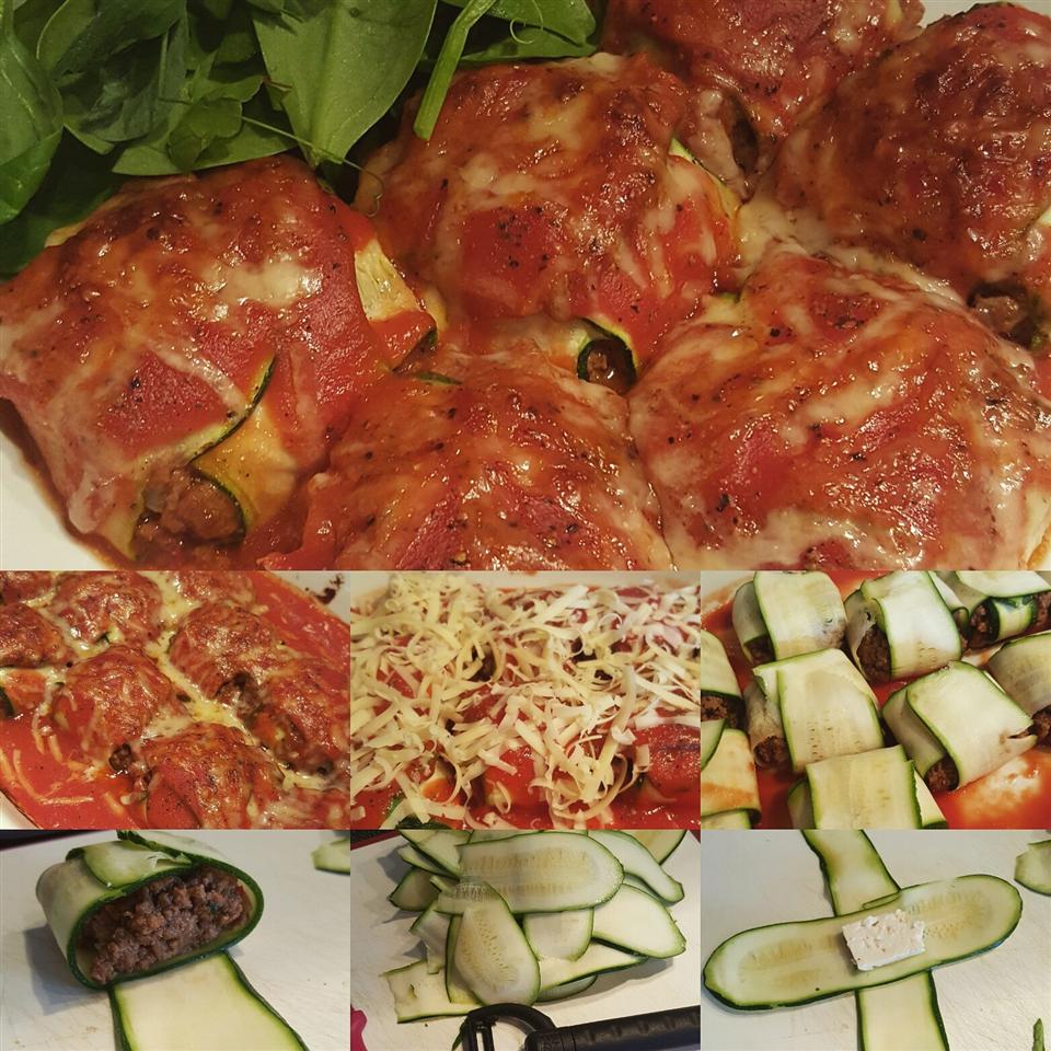 Zucchini Ravioli With Minced Beef And Feta Filling