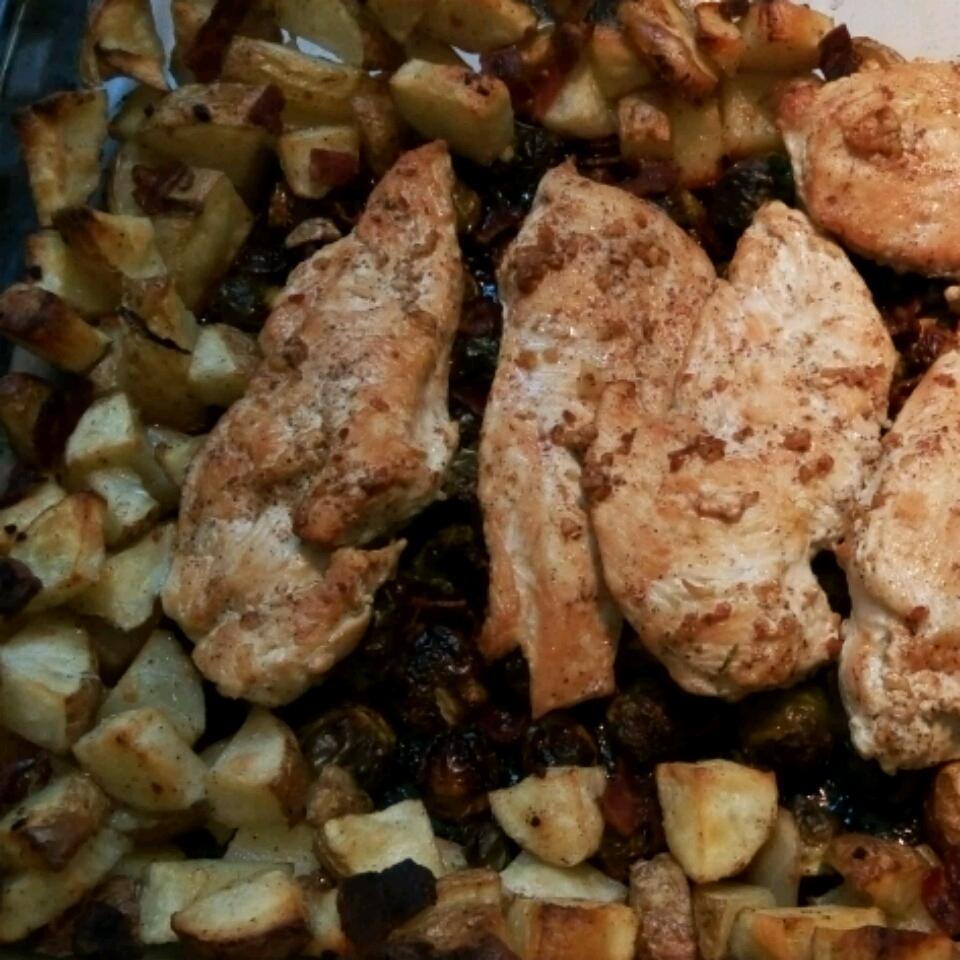 PanRoasted Chicken with LemonGarlic Brussels Sprouts and Potatoes