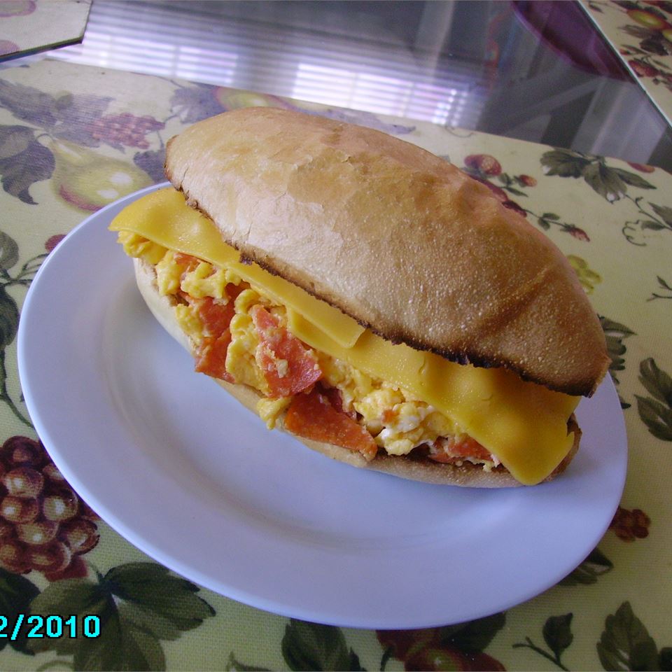 Scrambled Egg and Pepperoni Submarine Sandwich image