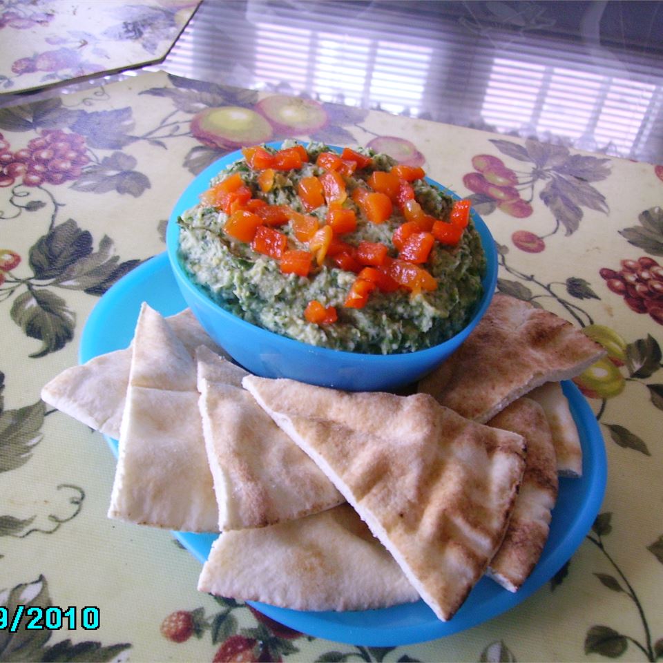 Spinach Artichoke Hummus with Roasted Red Peppers | Allrecipes