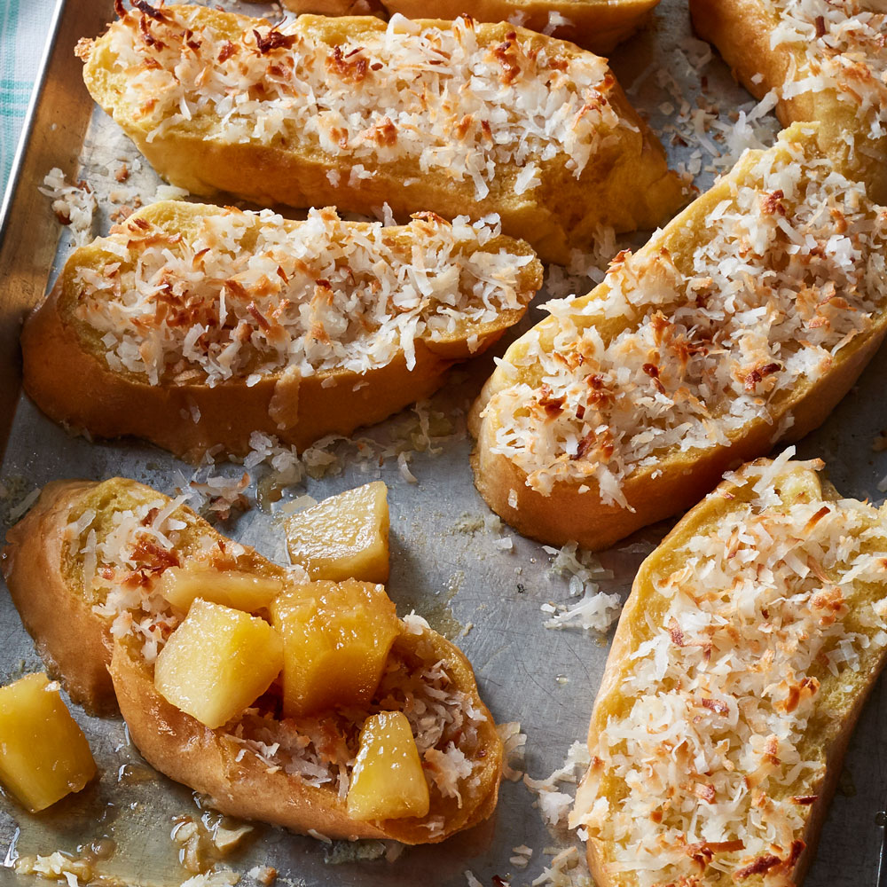 Baked Coconut French Toast with Pineapple-Rum Sauce image