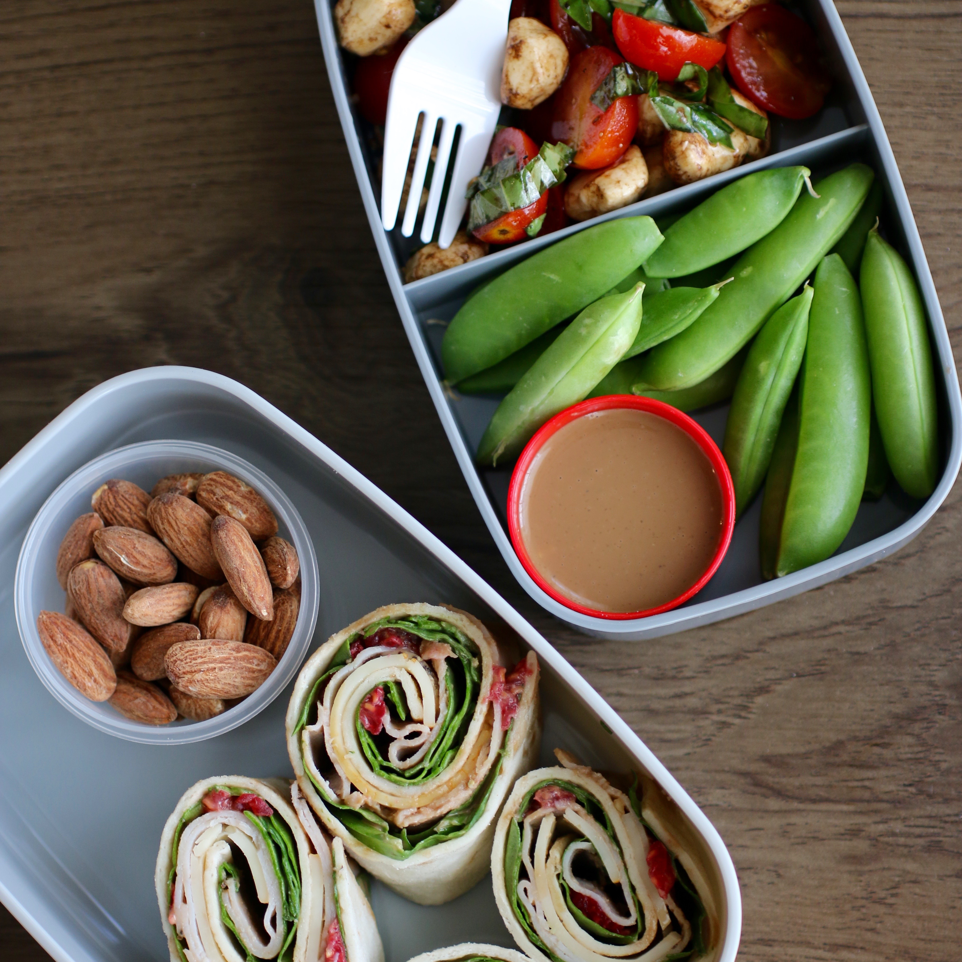 Bento Box Turkey Roll-Ups with Caprese Salad image