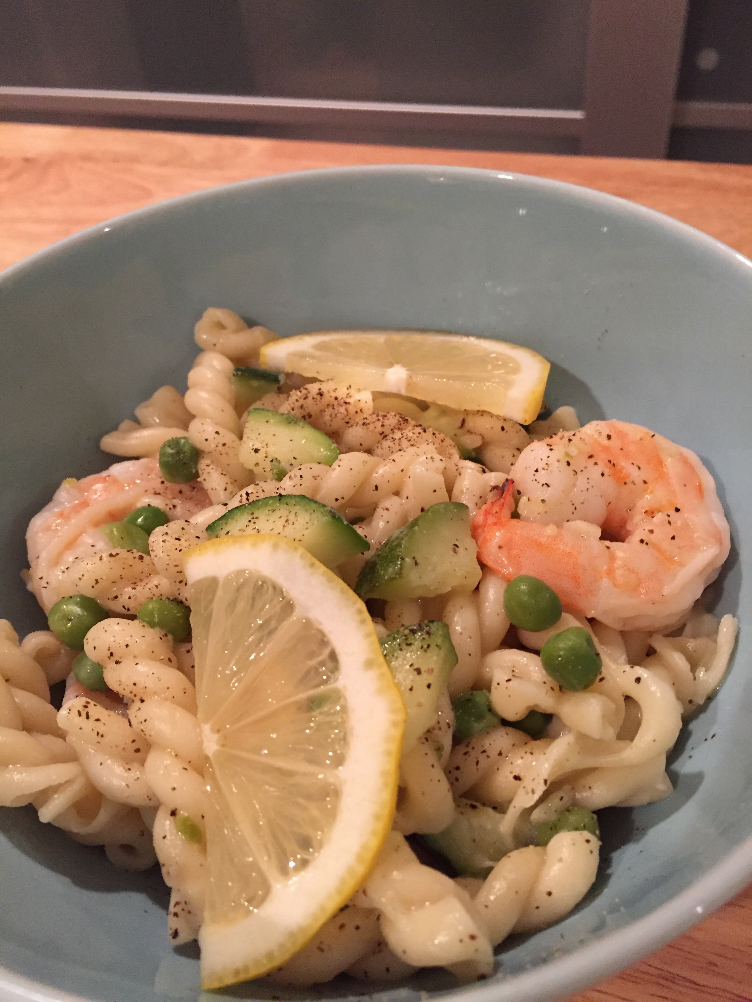 Creamy Gemelli Pasta with Shrimp and Spring Vegetables image