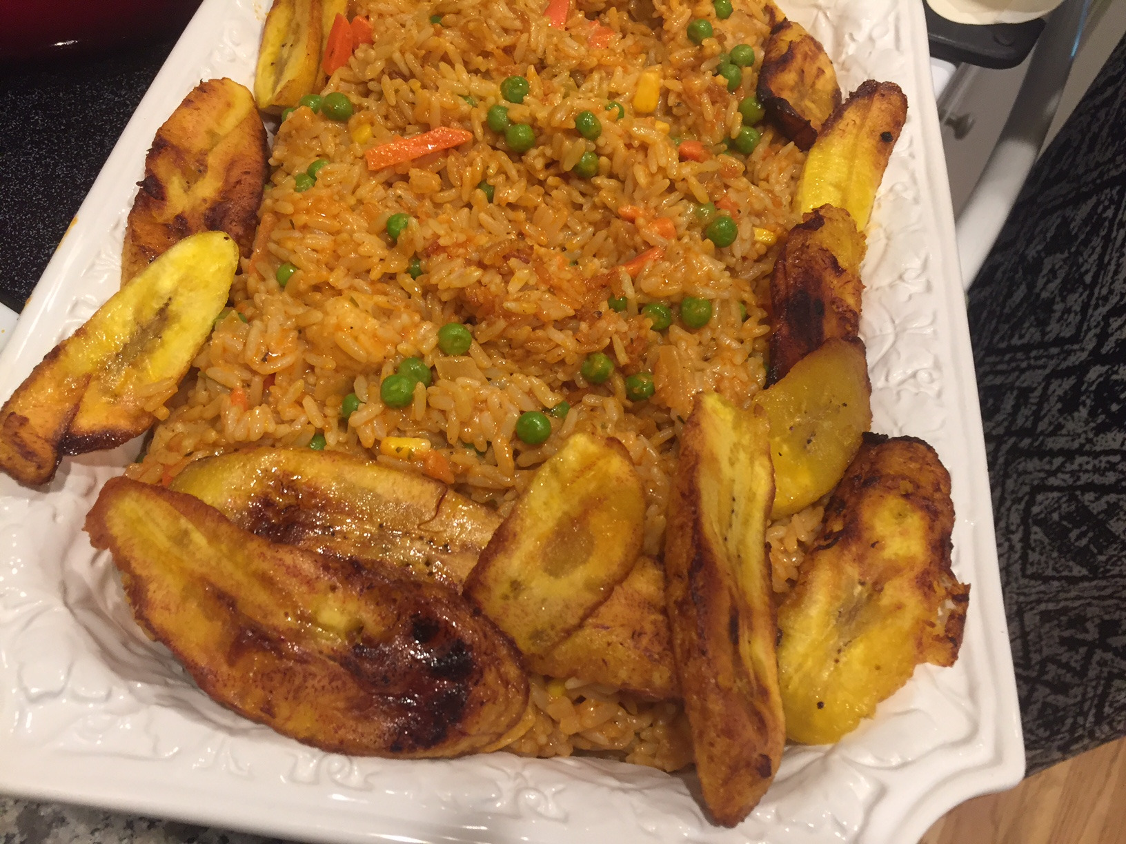 Nigerian Jollof Rice with Chicken and Fried Plantains_image