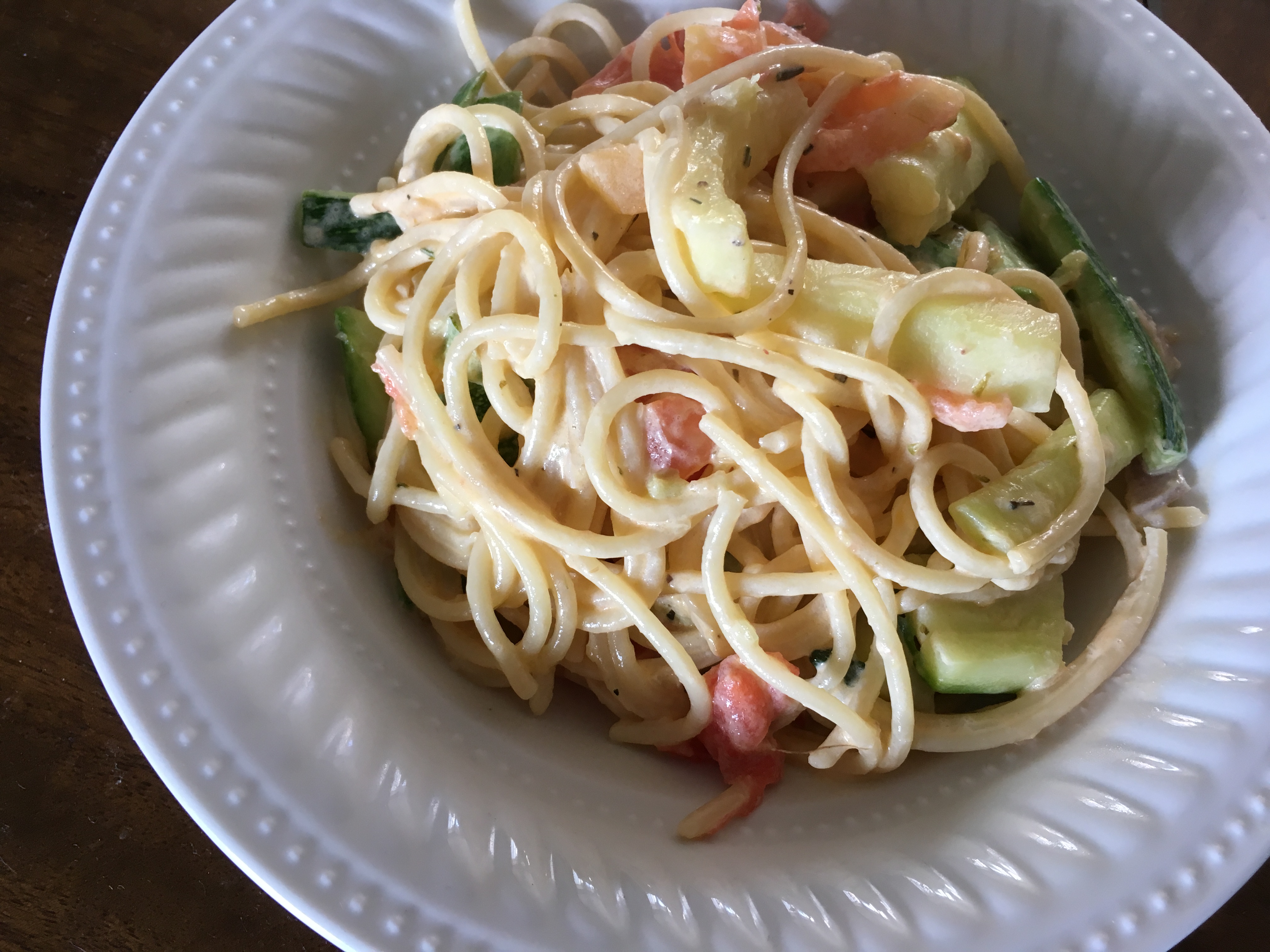 Easy Vegetarian Spaghetti with Zucchini, Tomato, and Feta_image
