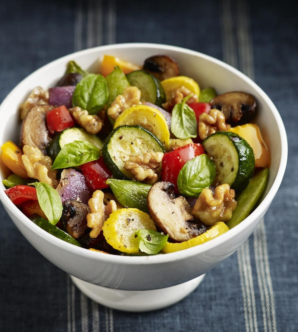 Roasted Vegetables with Walnuts, Basil and Balsamic Vinaigrette image