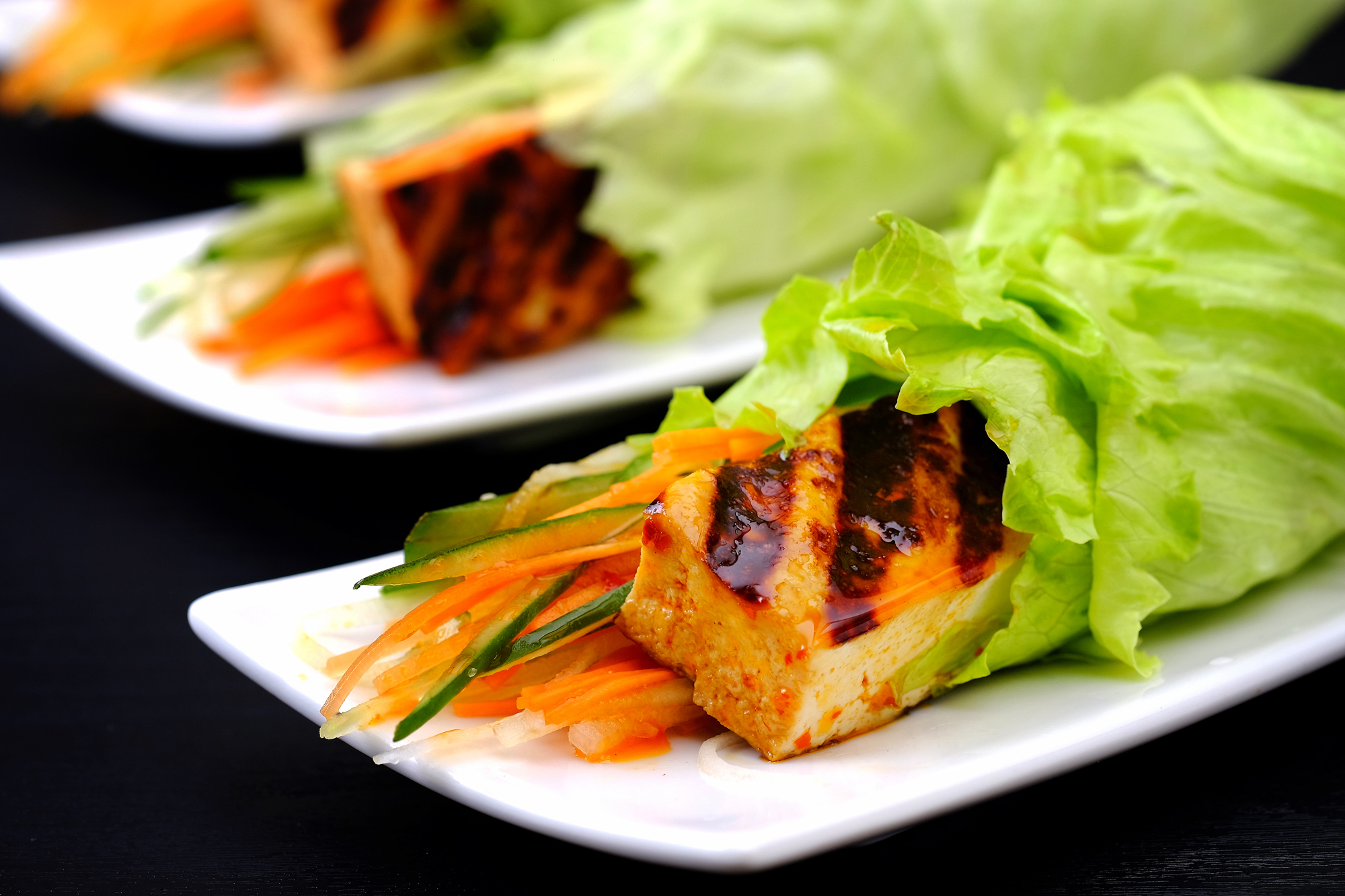 Bulgogi-Spiced Tofu Wraps with Kimchi Slaw image