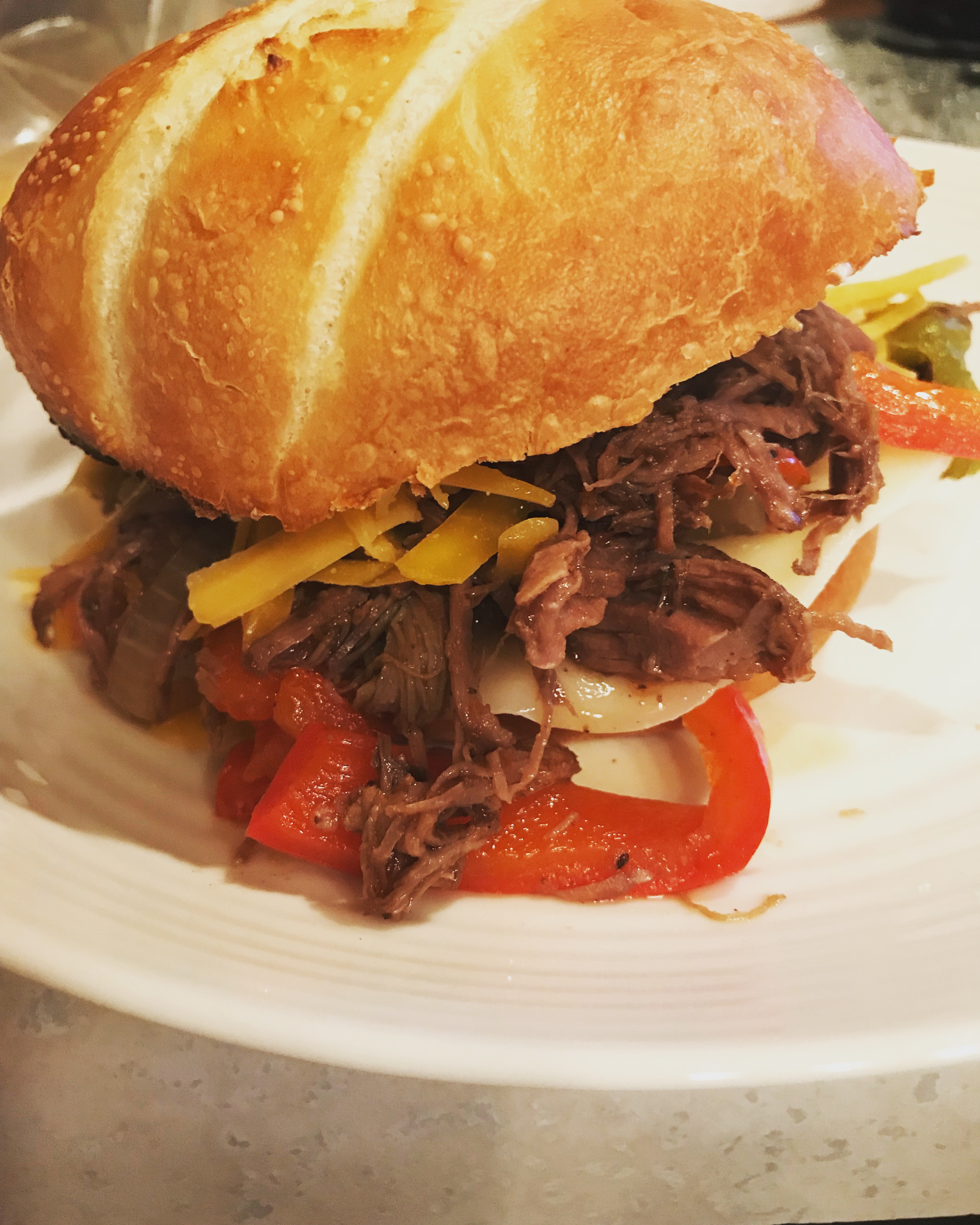 Slow Cooker Italian Chuck Roast with Peppers and Onions_image