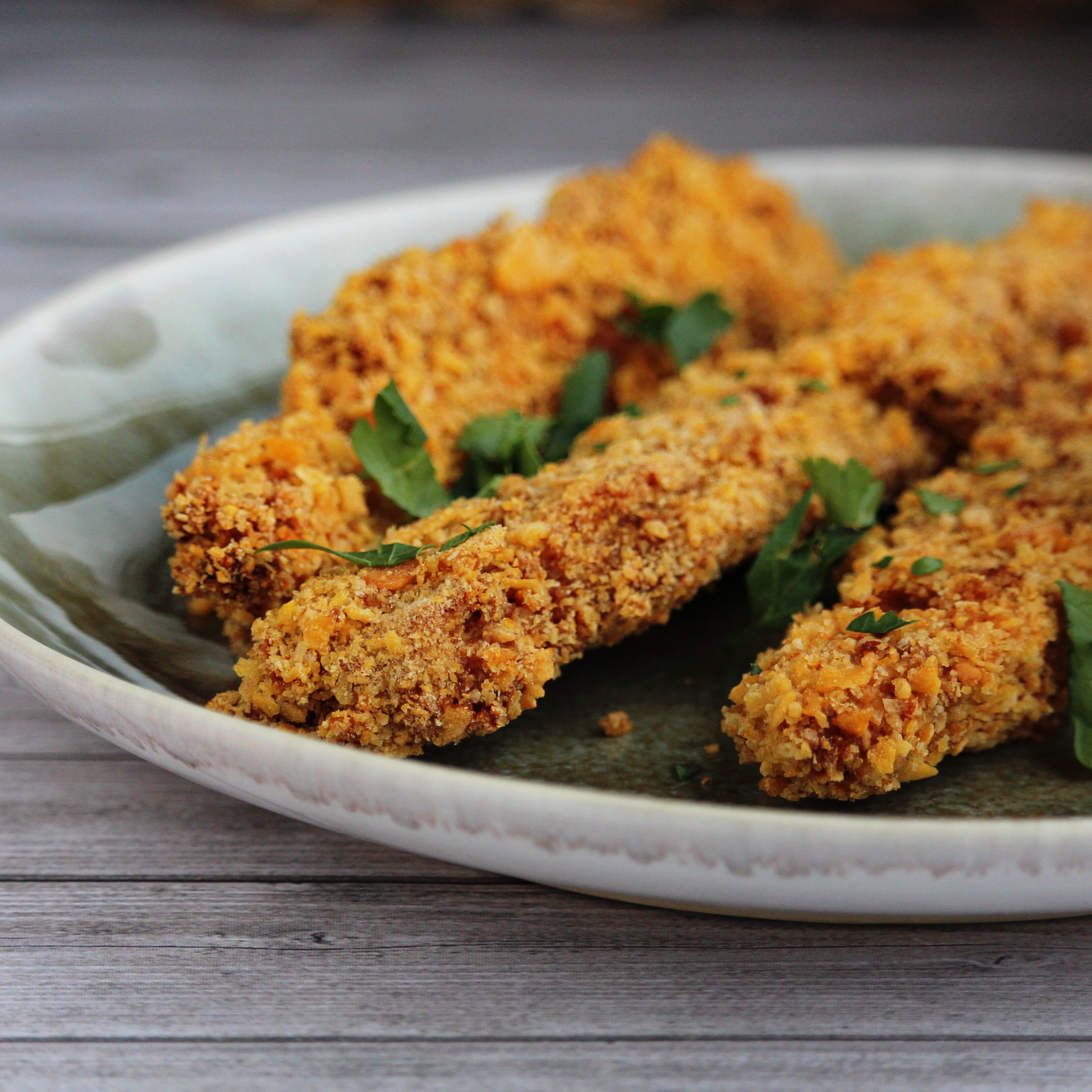 Baked Chicken Thighs Coated With Corn Flake Crumbs image