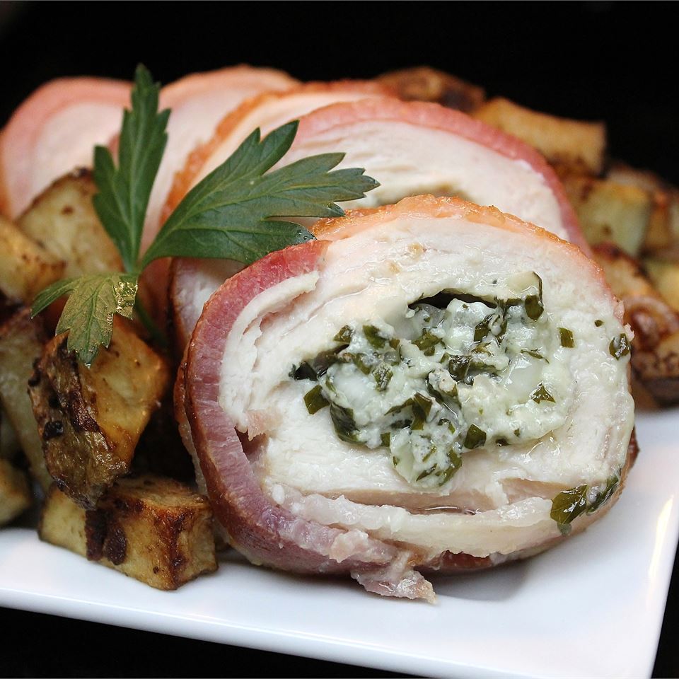 Feta and Bacon Stuffed Chicken with Onion Mashed Potatoes Recipe ...