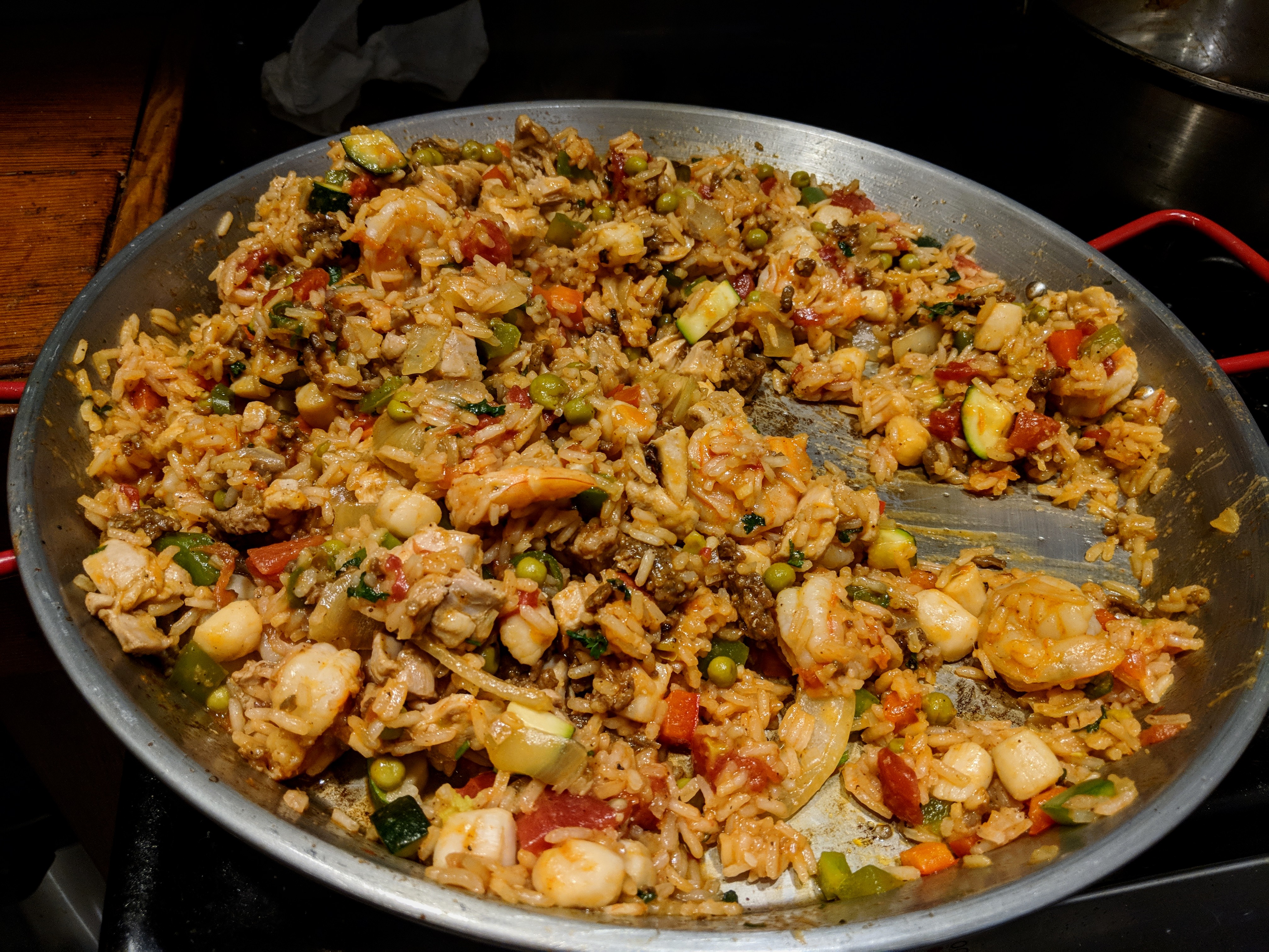 Seafood, Chicken, and Chorizo Paella image