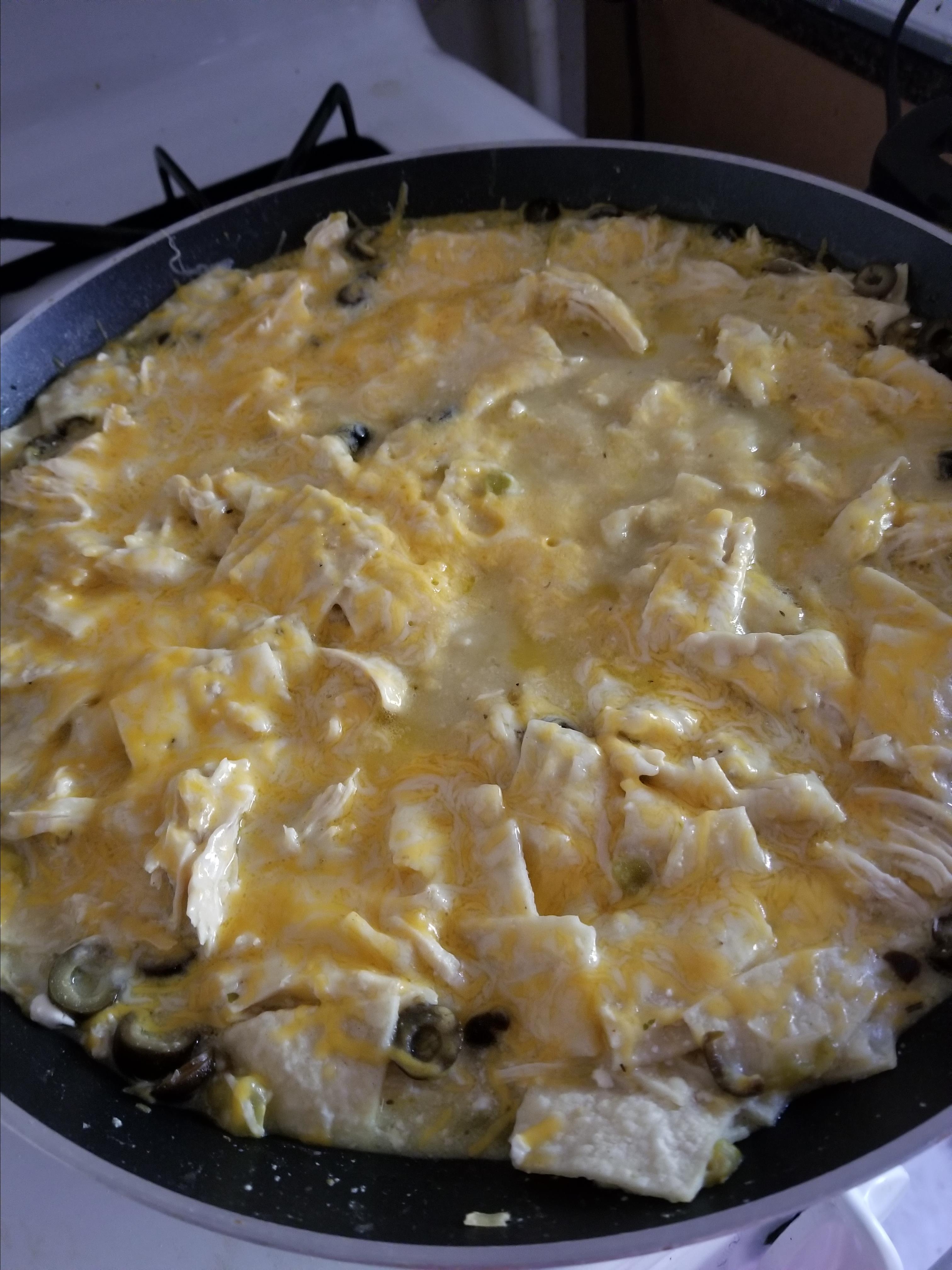 One Pan Sour Cream Chicken Enchilada Skillet