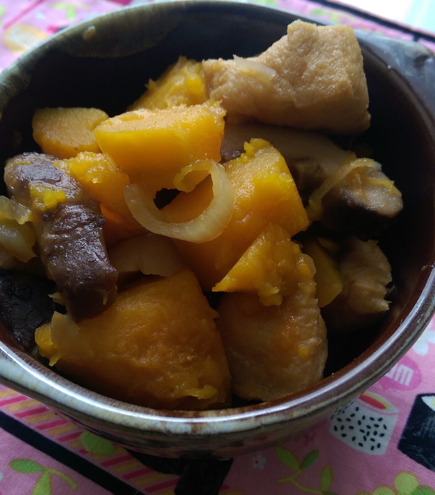 Simmered Kabocha Pumpkin and Fried Tofu with Sweet Soy Sauce_image