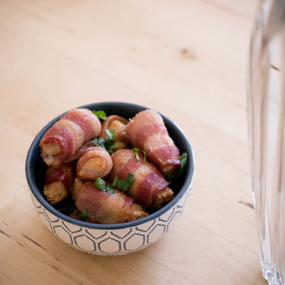 Garlicky Bacon-Wrapped Chicken Bites image