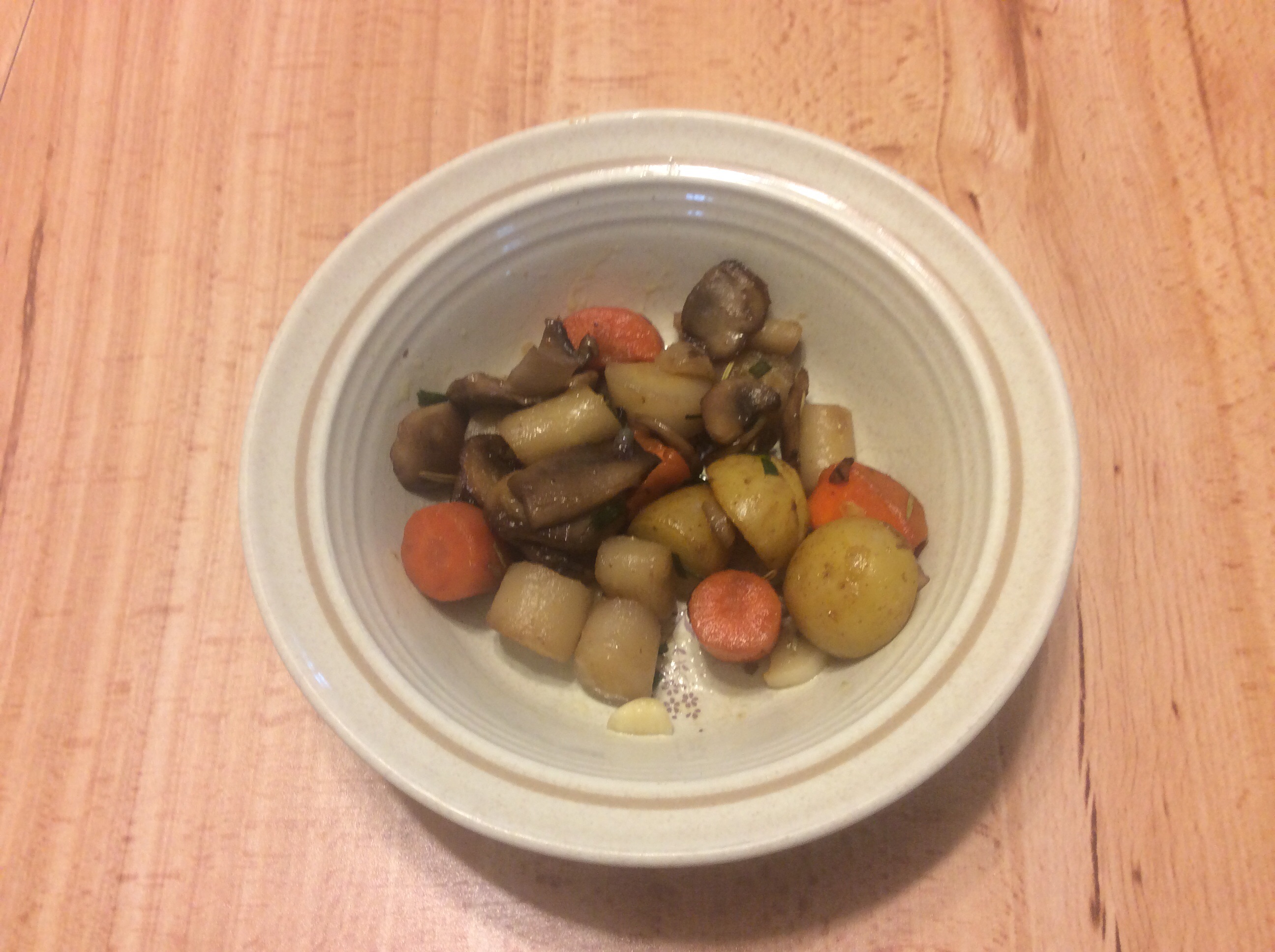 Roasted Rainbow Carrots with Mushrooms and Potatoes image