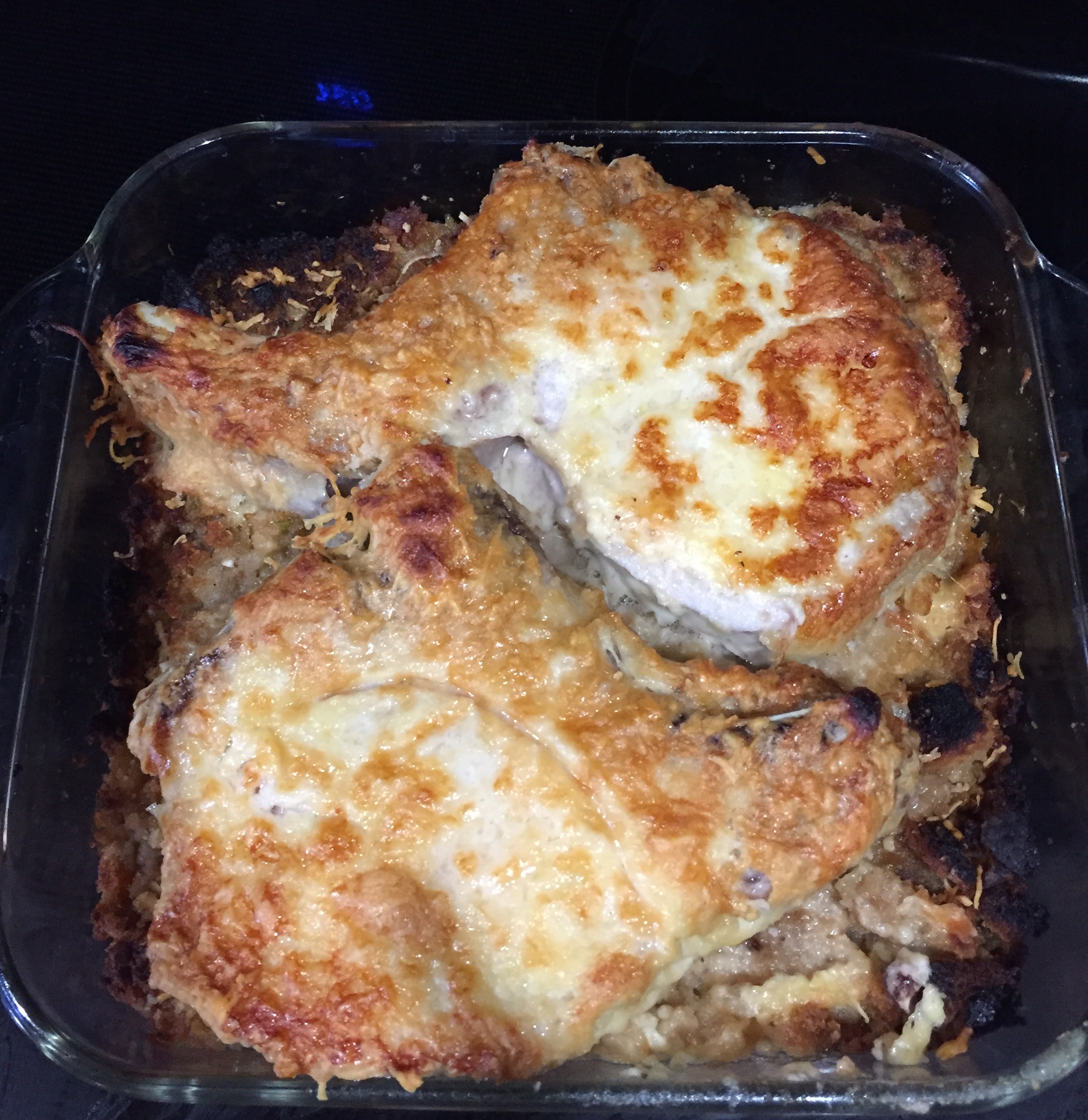 Parmesan-Crusted Pork Chops with Cornbread Stuffing image